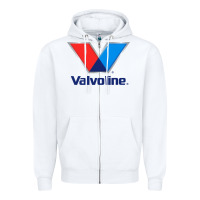 White Valvoline Zipper Hoodie - linhVisuals