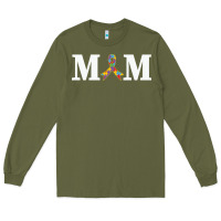 Army Green LIL Autism Mom Long Sleeve Tee - CowhideDigitalArt