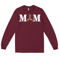 Burgundy LIL Autism Mom Long Sleeve Tee - CowhideDigitalArt