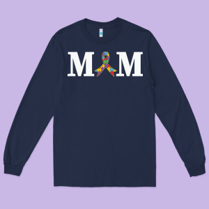 Lil Autism Mom Long Sleeve Tee Designed By Cowhidedigitalart