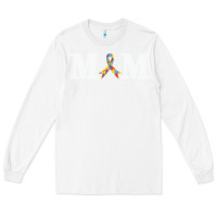 White LIL Autism Mom Long Sleeve Tee - CowhideDigitalArt