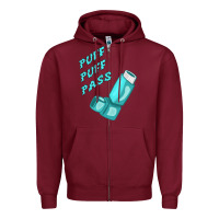 Burgundy puff puff pass inhaler Zipper Hoodie - linhVisuals