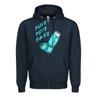 Navy puff puff pass inhaler Zipper Hoodie - linhVisuals