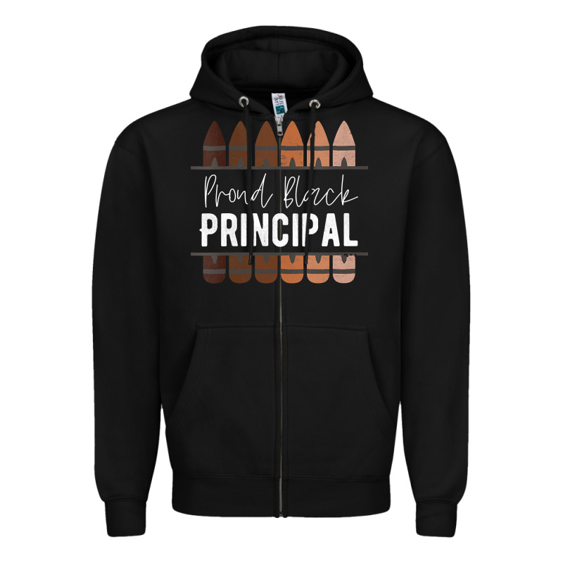 Womens Proud Black Principal, Black History Month School Principal V N Zipper Hoodie by linhVisuals | Teevron