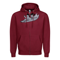 Burgundy newastro boy and uran Zipper Hoodie - linhVisuals