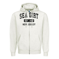 Oatmeal Heather womens sea girt new jersey nj vintage sports design black design v nec Zipper Hoodie - linhVisuals