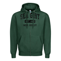 Sports Green womens sea girt new jersey nj vintage sports design black design v nec Zipper Hoodie - linhVisuals