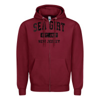 Burgundy womens sea girt new jersey nj vintage sports design black design v nec Zipper Hoodie - linhVisuals