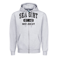 Heather Grey womens sea girt new jersey nj vintage sports design black design v nec Zipper Hoodie - linhVisuals