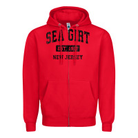 Red womens sea girt new jersey nj vintage sports design black design v nec Zipper Hoodie - linhVisuals