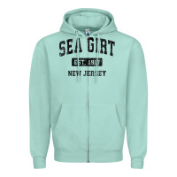 Seafoam womens sea girt new jersey nj vintage sports design black design v nec Zipper Hoodie - linhVisuals