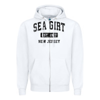 White womens sea girt new jersey nj vintage sports design black design v nec Zipper Hoodie - linhVisuals