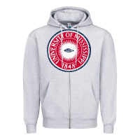 Heather Grey university of mississippi seal Zipper Hoodie - linhVisuals