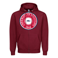 Burgundy university of mississippi seal Zipper Hoodie - linhVisuals