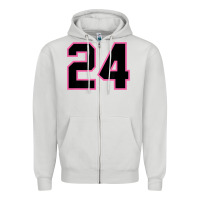 Dove Grey number 24 sports jersey athlete fan pink black lucky number t shirt Zipper Hoodie - linhVisuals
