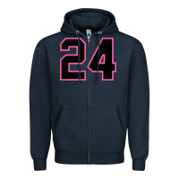 Navy number 24 sports jersey athlete fan pink black lucky number t shirt Zipper Hoodie - linhVisuals