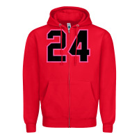 Red number 24 sports jersey athlete fan pink black lucky number t shirt Zipper Hoodie - linhVisuals