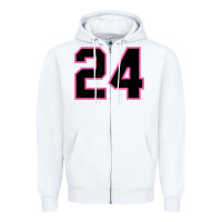 White number 24 sports jersey athlete fan pink black lucky number t shirt Zipper Hoodie - linhVisuals