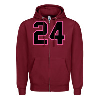 Burgundy number 24 sports jersey athlete fan pink black lucky number t shirt Zipper Hoodie - linhVisuals