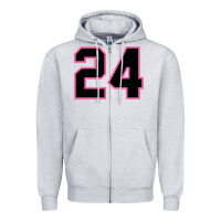 Heather Grey number 24 sports jersey athlete fan pink black lucky number t shirt Zipper Hoodie - linhVisuals