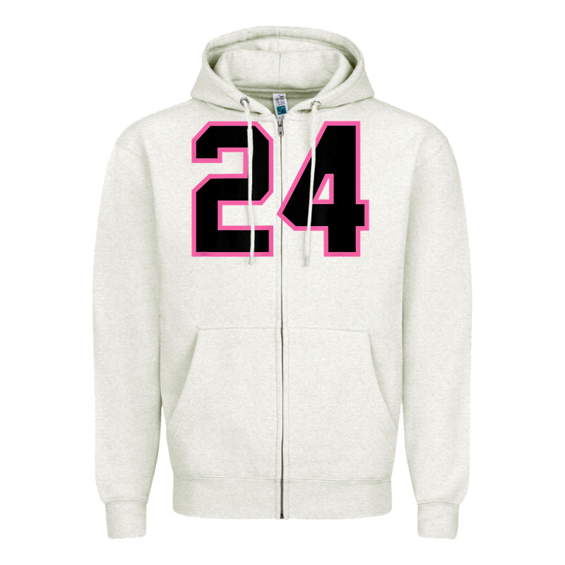 Number 24 Sports Jersey Athlete Fan Pink Black Lucky Number T Shirt Zipper Hoodie by linhVisuals | Teevron