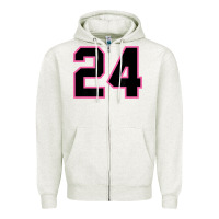 Oatmeal Heather number 24 sports jersey athlete fan pink black lucky number t shirt Zipper Hoodie - linhVisuals