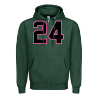 Sports Green number 24 sports jersey athlete fan pink black lucky number t shirt Zipper Hoodie - linhVisuals