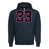 Navy number 33 sports jersey athlete fan pink black lucky number t shirt Zipper Hoodie - linhVisuals