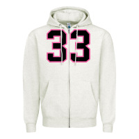 Oatmeal Heather number 33 sports jersey athlete fan pink black lucky number t shirt Zipper Hoodie - linhVisuals