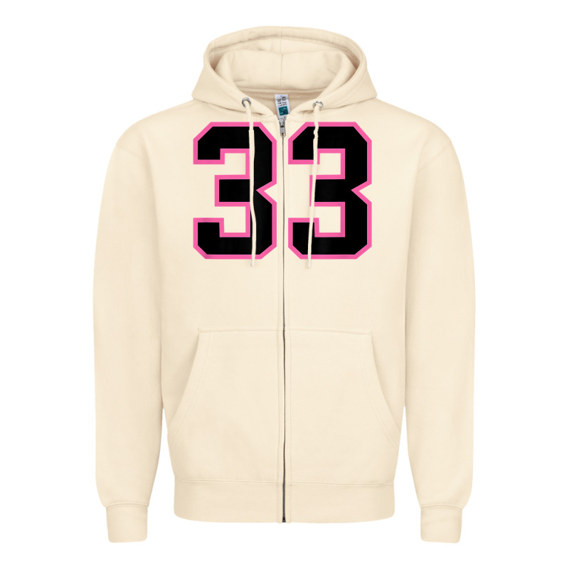 Number 33 Sports Jersey Athlete Fan Pink Black Lucky Number T Shirt Zipper Hoodie by linhVisuals | Teevron