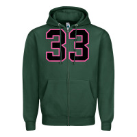 Sports Green number 33 sports jersey athlete fan pink black lucky number t shirt Zipper Hoodie - linhVisuals