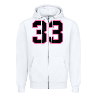 White number 33 sports jersey athlete fan pink black lucky number t shirt Zipper Hoodie - linhVisuals