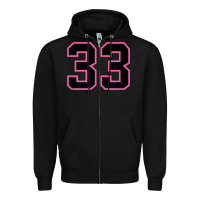 Black number 33 sports jersey athlete fan pink black lucky number t shirt Zipper Hoodie - linhVisuals