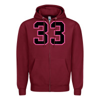 Burgundy number 33 sports jersey athlete fan pink black lucky number t shirt Zipper Hoodie - linhVisuals
