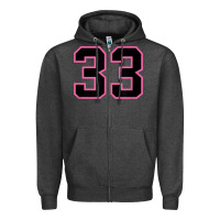 Charcoal Heather number 33 sports jersey athlete fan pink black lucky number t shirt Zipper Hoodie - linhVisuals