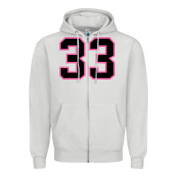 Dove Grey number 33 sports jersey athlete fan pink black lucky number t shirt Zipper Hoodie - linhVisuals