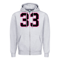 Heather Grey number 33 sports jersey athlete fan pink black lucky number t shirt Zipper Hoodie - linhVisuals