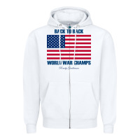 White newback to back world war champs back Zipper Hoodie - linhVisuals