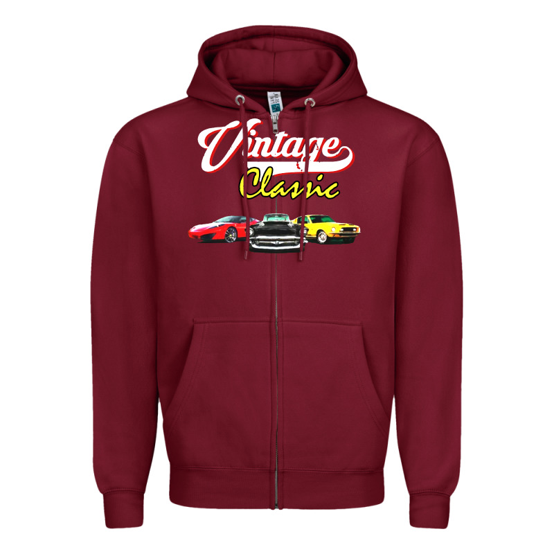 Vintage Classic Oldies Cars Zipper Hoodie by linhVisuals | Teevron