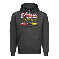 Charcoal Heather vintage classic oldies cars Zipper Hoodie - linhVisuals