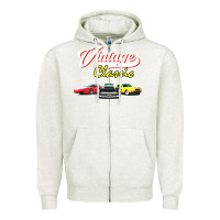 Oatmeal Heather vintage classic oldies cars Zipper Hoodie - linhVisuals