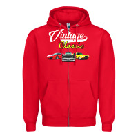 Red vintage classic oldies cars Zipper Hoodie - linhVisuals