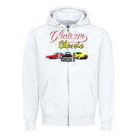 White vintage classic oldies cars Zipper Hoodie - linhVisuals