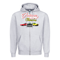 Heather Grey vintage classic oldies cars Zipper Hoodie - linhVisuals