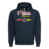 Navy vintage classic oldies cars Zipper Hoodie - linhVisuals