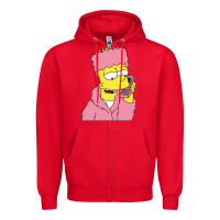 Red newbart simpson camron Zipper Hoodie - linhVisuals