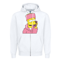 White newbart simpson camron Zipper Hoodie - linhVisuals