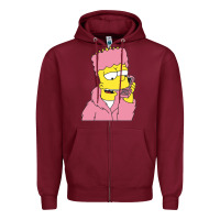 Burgundy newbart simpson camron Zipper Hoodie - linhVisuals