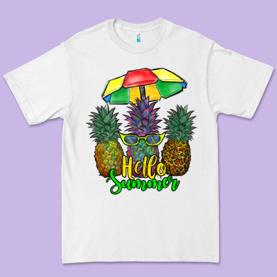 Hello Summer Pineapples Premium Tee Designed By Ranaportraitstore