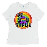White Be you tiful pride Ladies Tee - FaDigitalArtStudio
